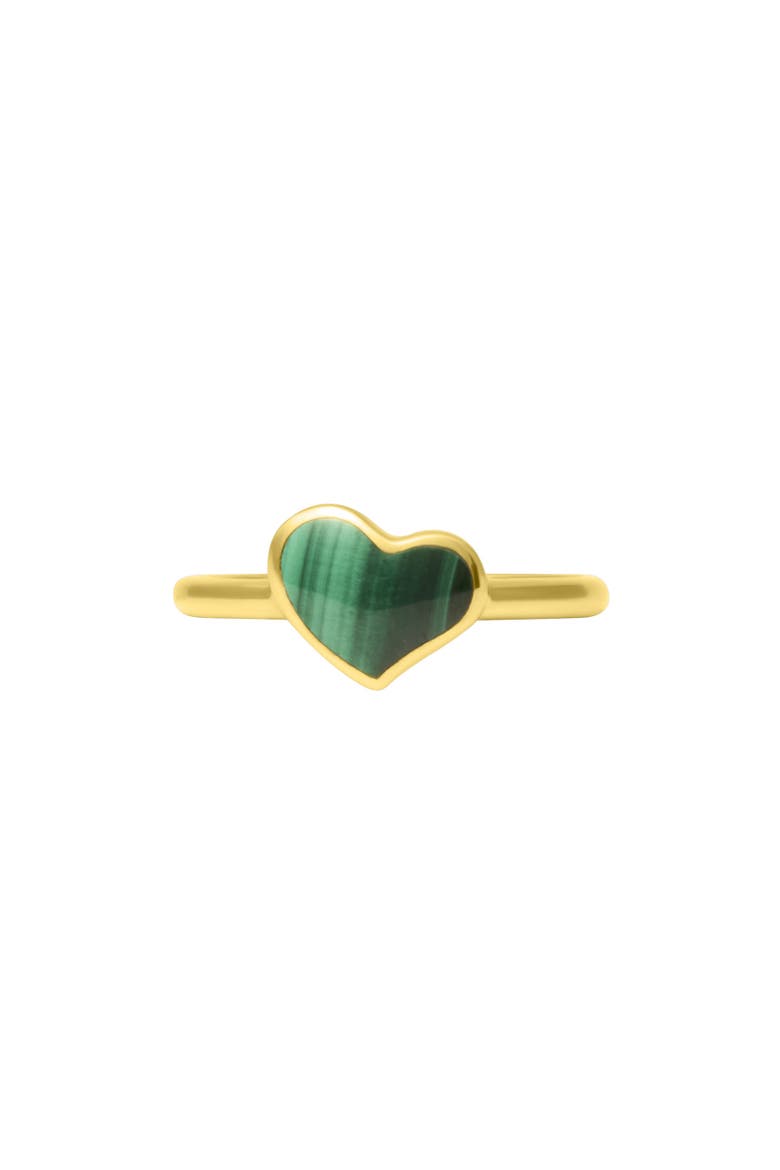 My One Heart Gemstone Gold Vermeil Ring, Alternate, color, Malachite