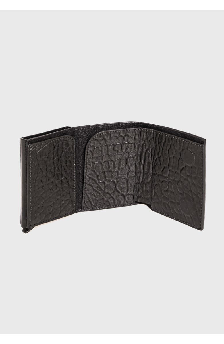 Furniq UK Genuine Leather Elephant Pattern Trifold Card Holder, Alternate, color, Black