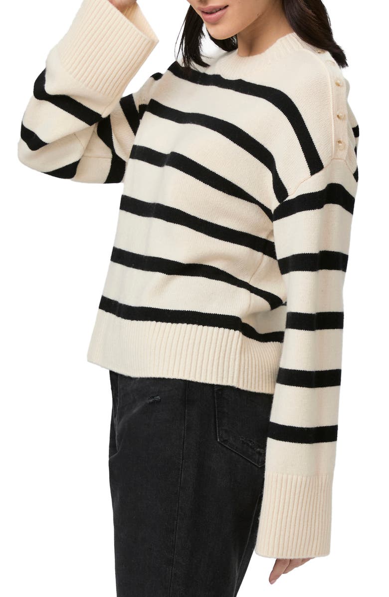 PAIGE Zofia Stripe Recycled Wool Blend Sweater, Alternate, color, Latte Foam Multi