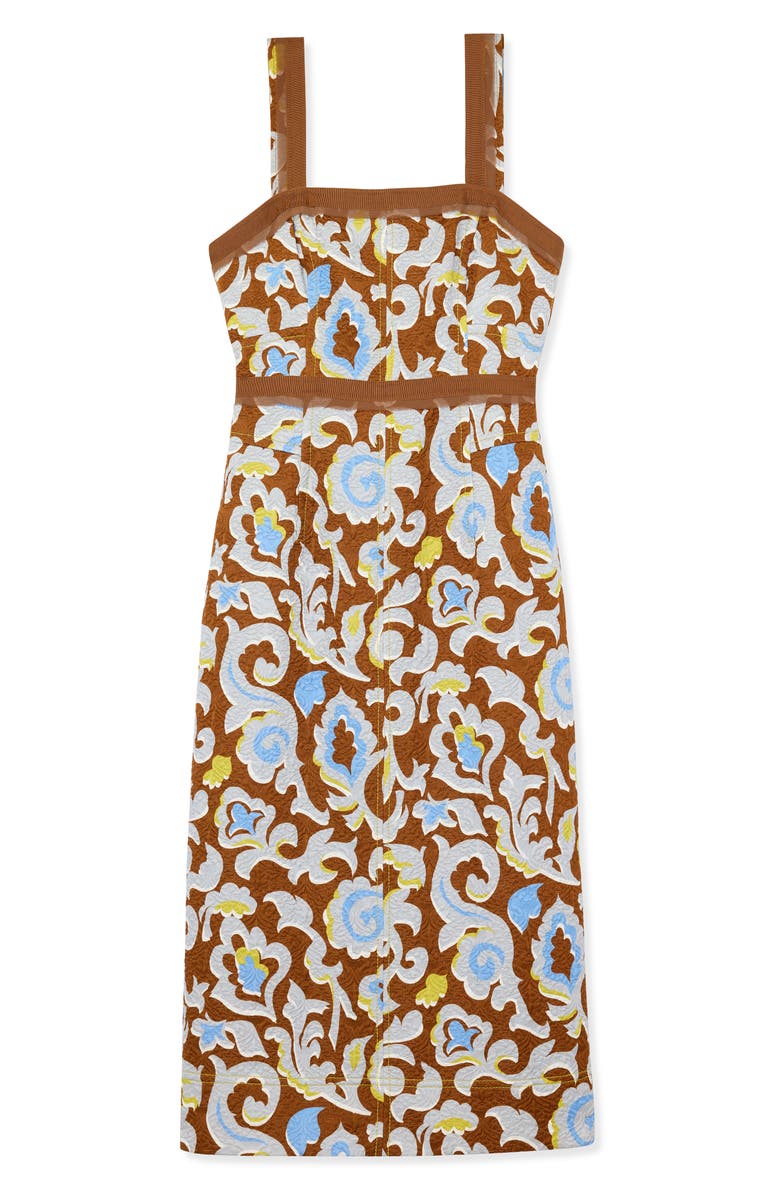 ST. JOHN Western Paisley Print Cotton Blend Matelassé Dress, Alternate, color, Saddle Multi