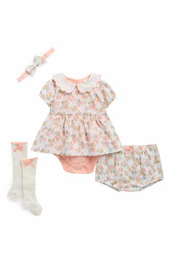 Nicole Miller Floral Dress, Bloomers, Headband & Socks Set