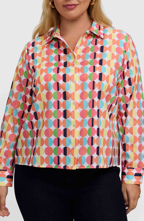 Jodie Retro Print Shirt (Plus)