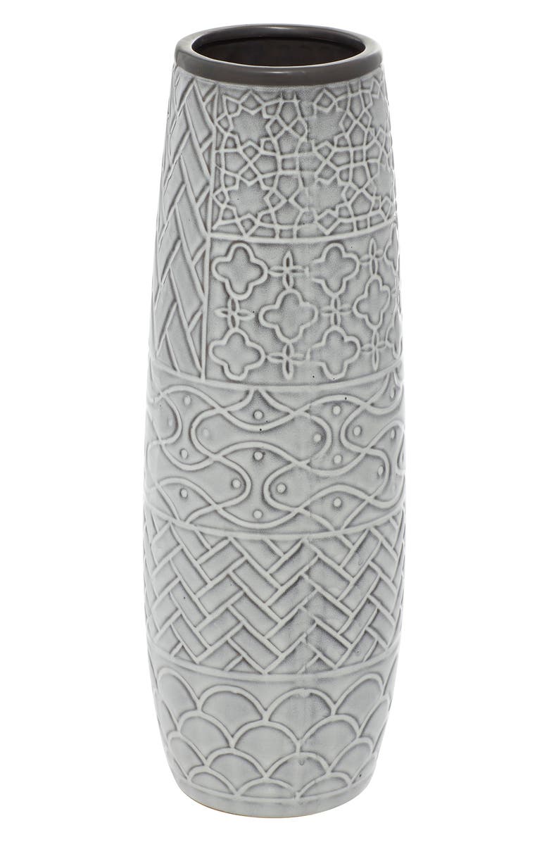 SONOMA SAGE HOME Gray Ceramic Vase with Varying Patterns, Alternate, color, 