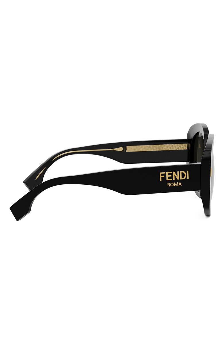 Fendi 'Fendi Roma 62mm Overize Round Sunglasses, Alternate, color, Shiny Black / Smoke