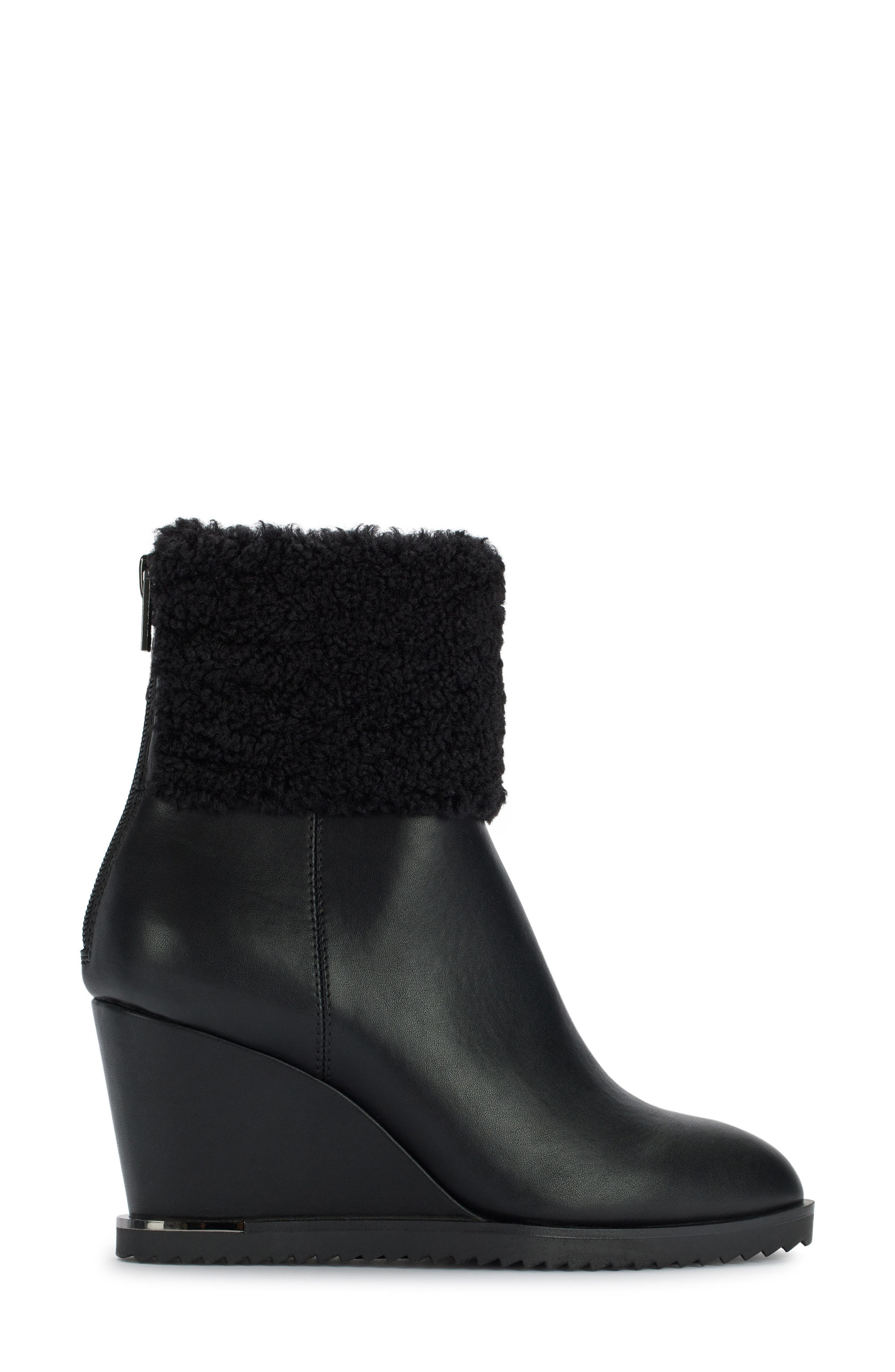 DKNY Powell Faux Shearling Lined Wedge Boot, Alternate, color, Black