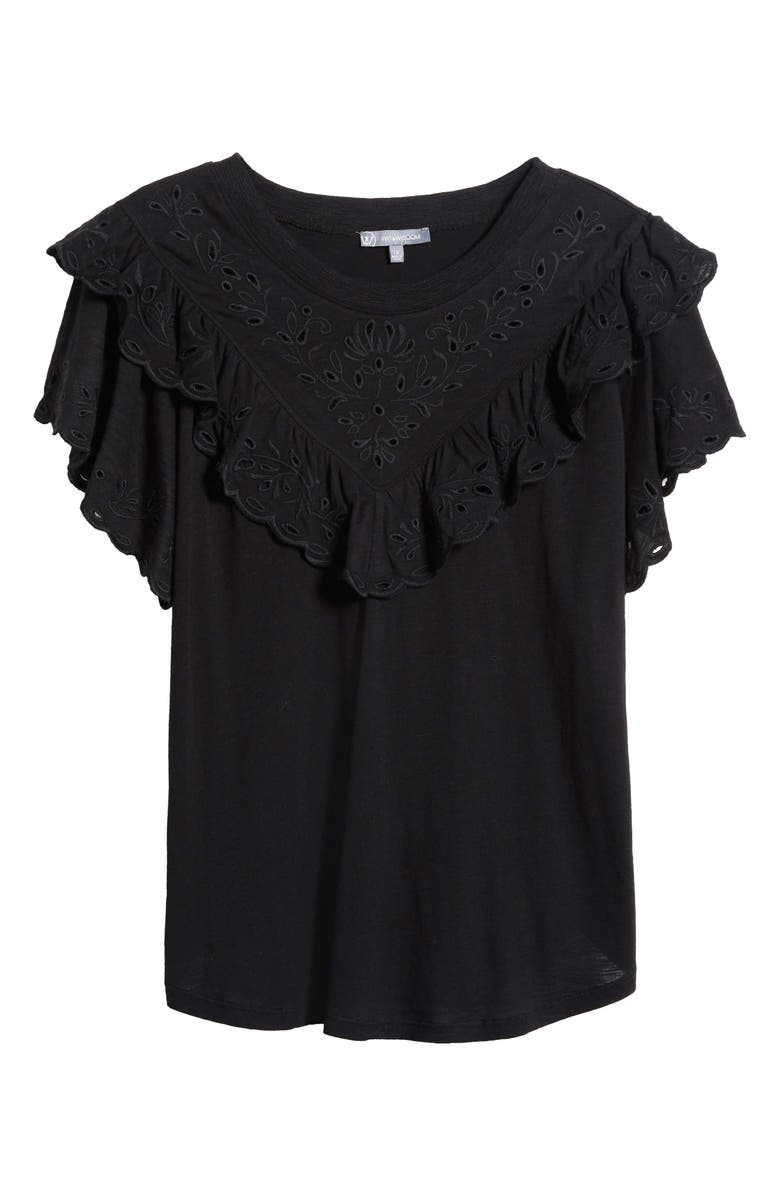 Wit & Wisdom Eyelet Ruffle T-Shirt, Alternate, color,