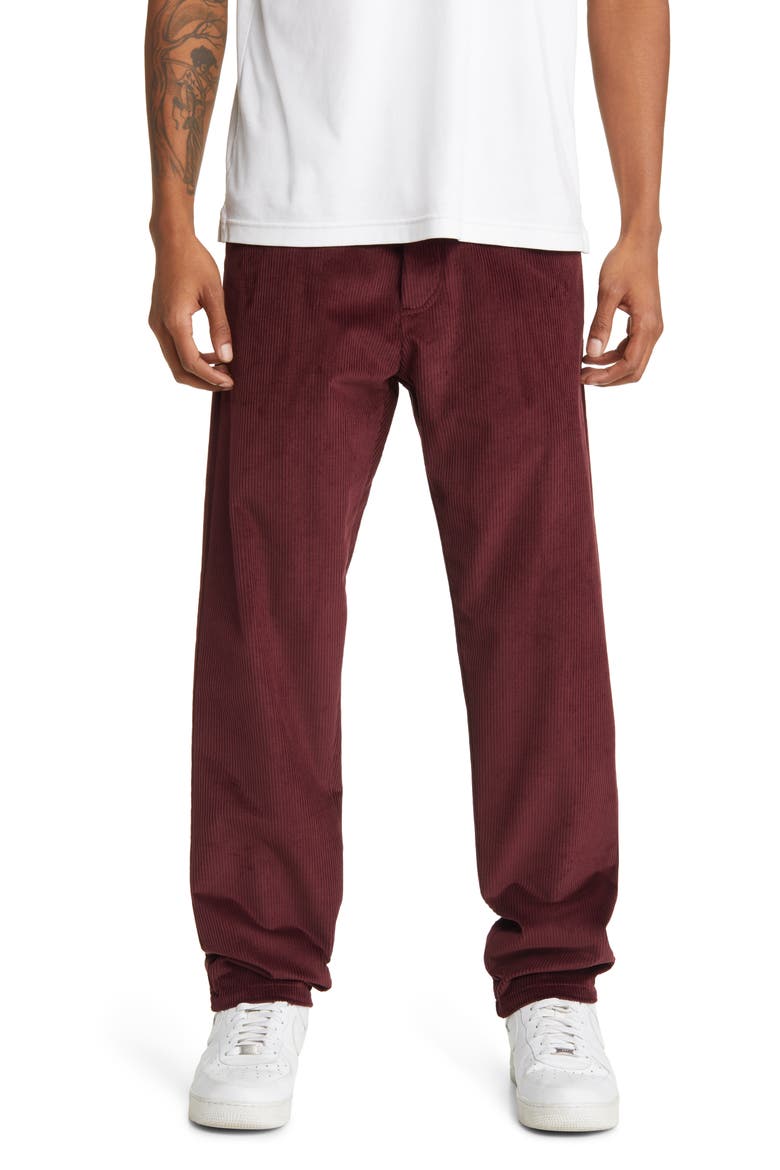 Corduroy Slim Fit Five-Pocket Pants, Main, color, BORDEAUX