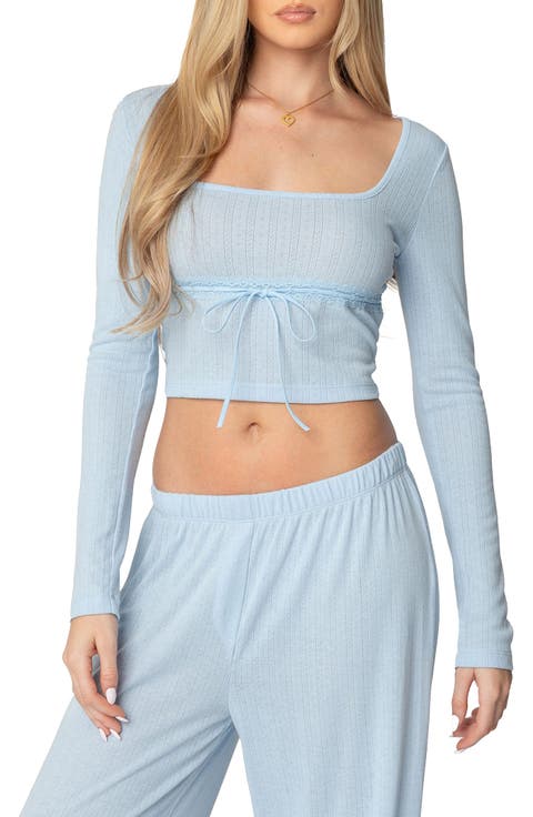 Ren Pointelle Long Sleeve Crop Top