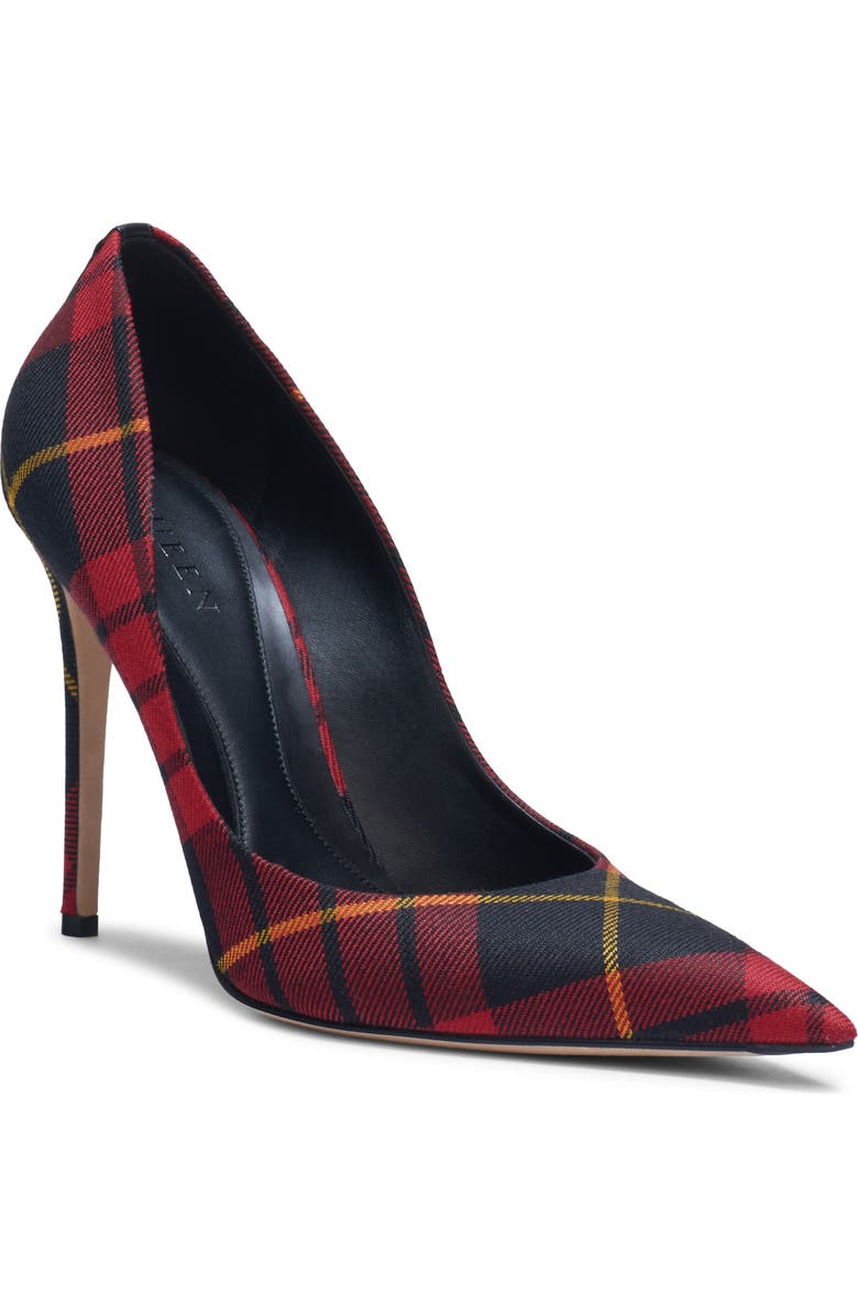 McQueen Tartan Pointed Toe Pump, Main, color, Red