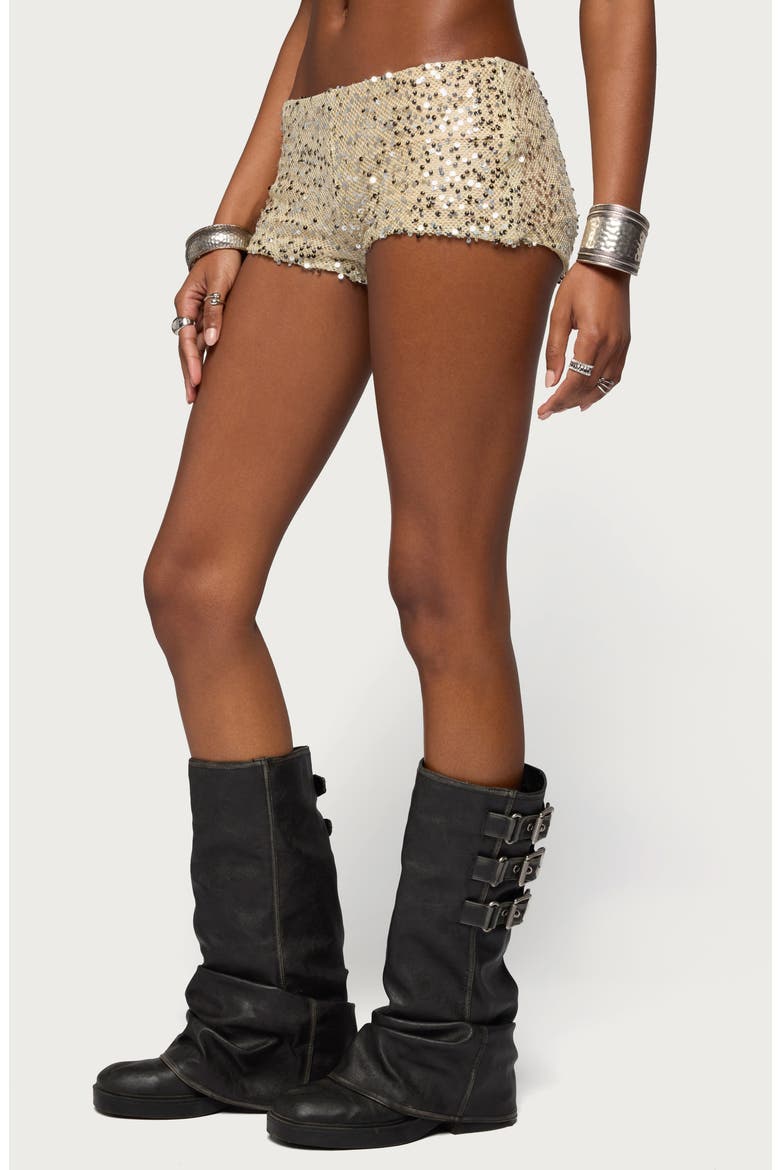 Annael Sequin Micro Shorts, Alternate, color, BEIGE