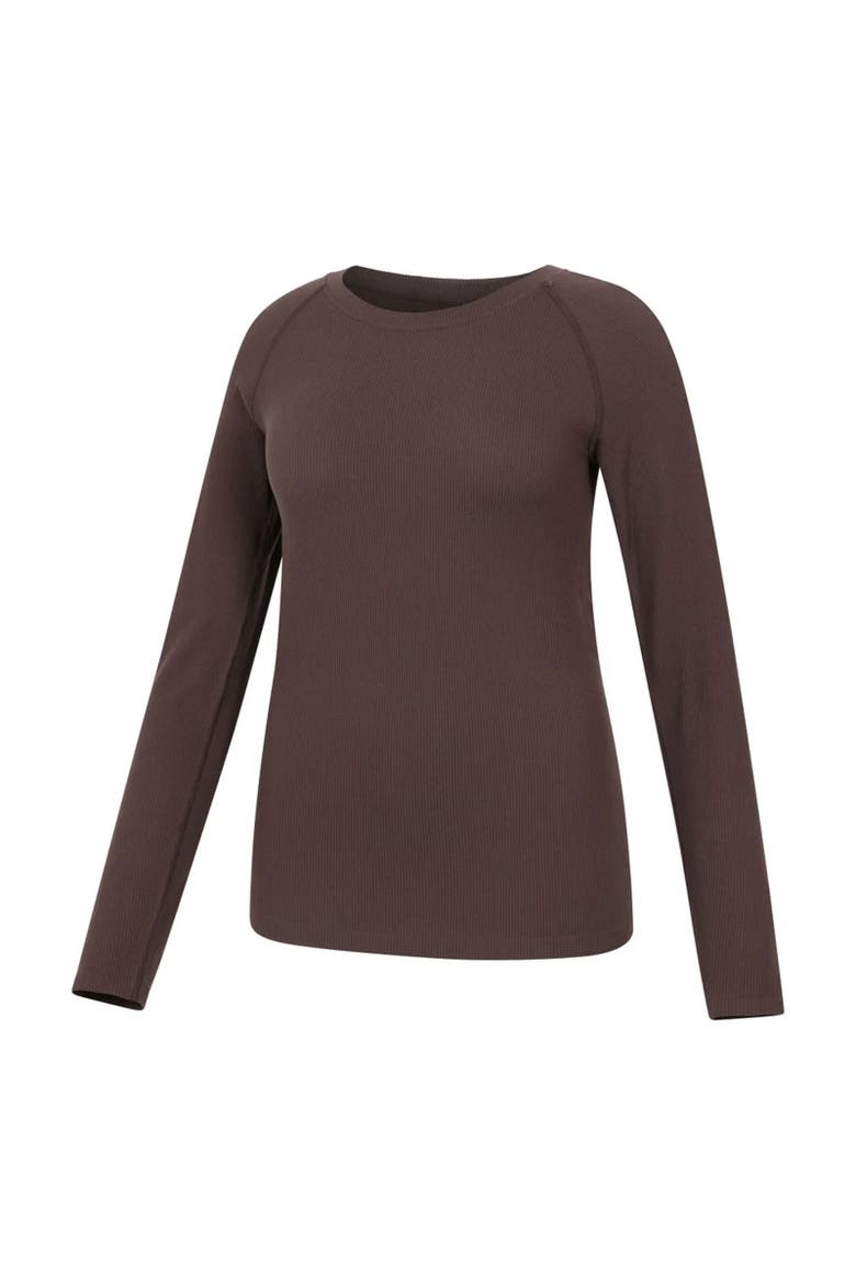 Carmel Ribbed Seamless Thermal Top, Alternate, color, Brown