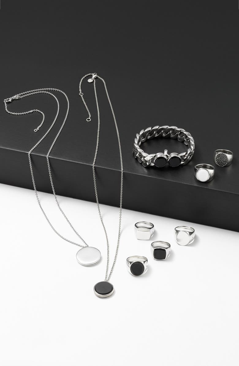 Tom Wood Snowflake Obsidian Cushion Signet Ring, Alternate, color, 