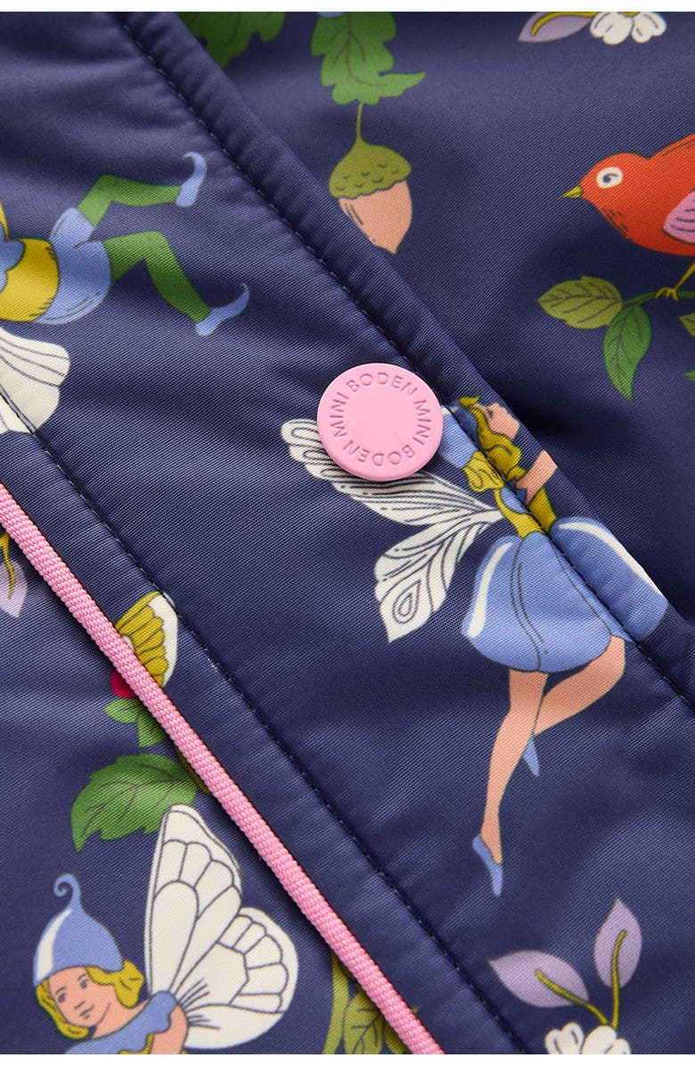 Mini Boden Kids' Graphic Hooded Coat, Alternate, color, Navy Fairies