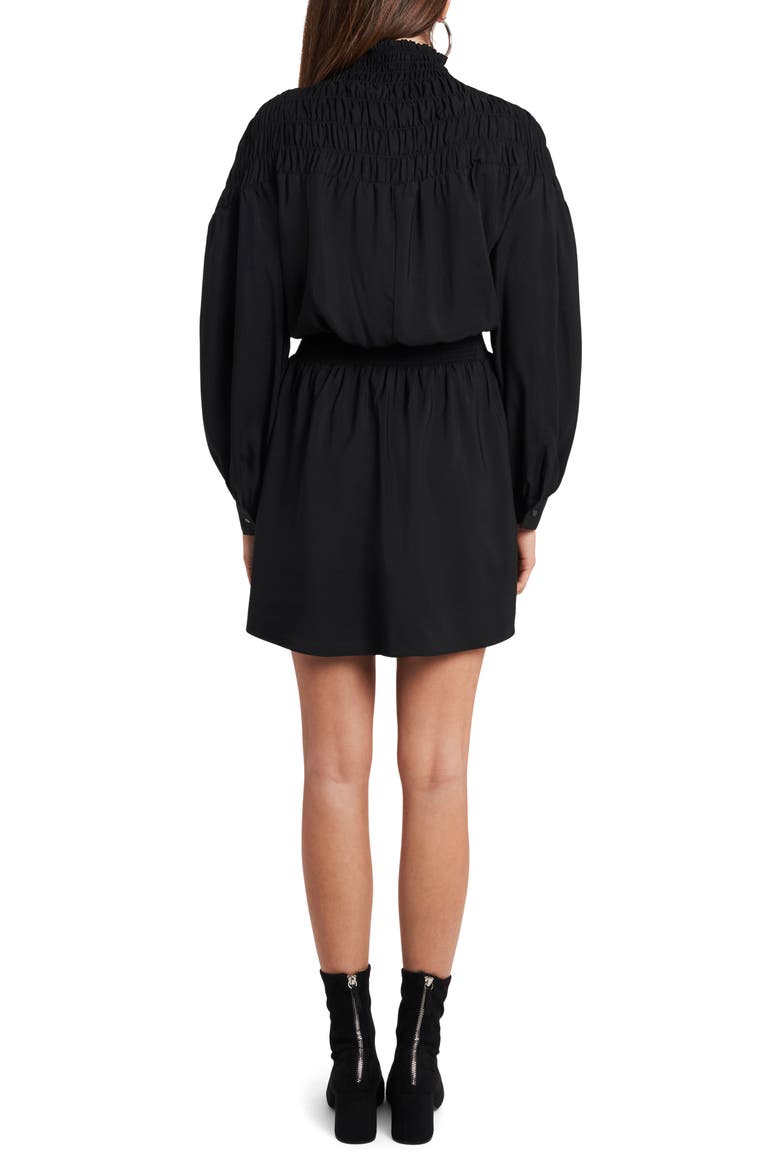Smocked Long Sleeve Dress, Alternate, color, RICH BLACK