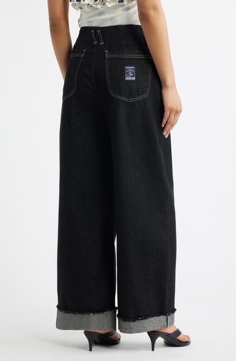 Damson Madder Pascal Loose Fit Raw Hem Jeans, Alternate, color, Black