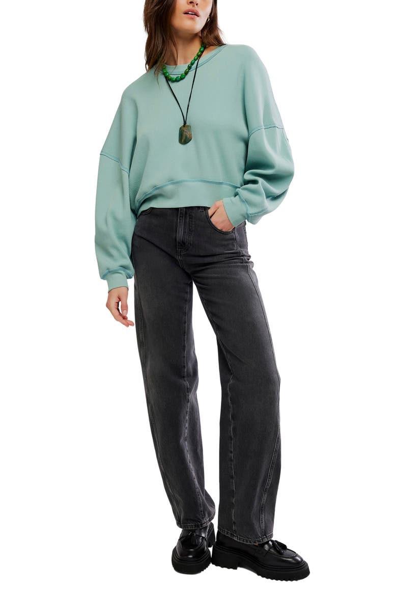 Skyline Waffle Long Sleeve T-Shirt, Alternate, color, AQUA