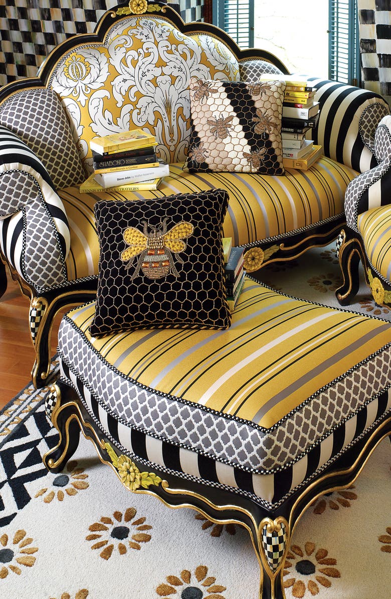 MACKENZIE CHILDS Queen Bee Embellished Accent Pillow, Alternate, color, Black