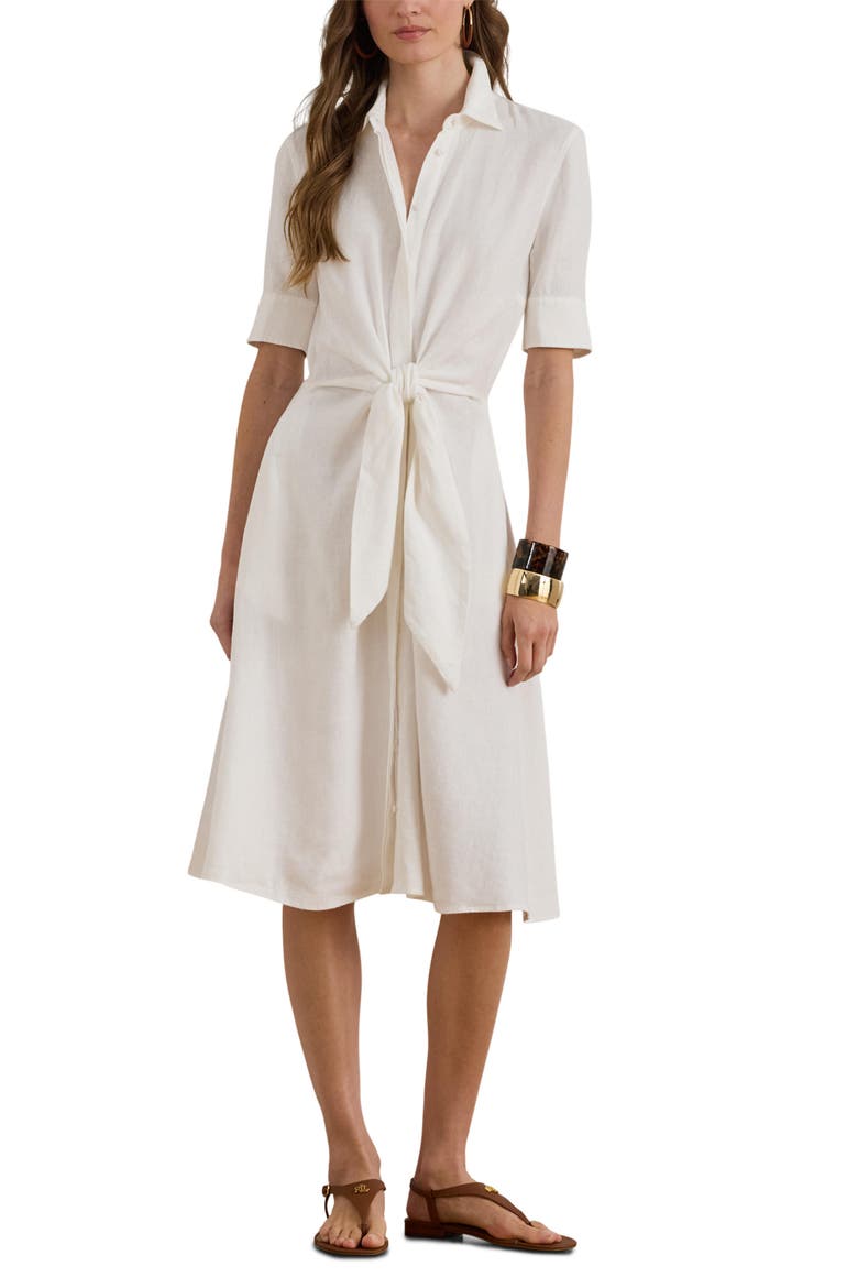 Wakana Linen Shirtdress, Main, color, WHITE