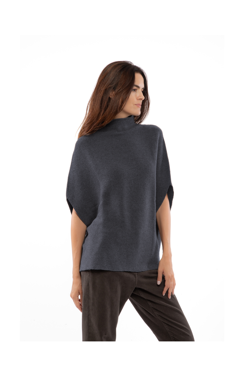 Monticelli Cashmere Pure Cashmere Funnel Neck Poncho, Alternate, color, Charcoal