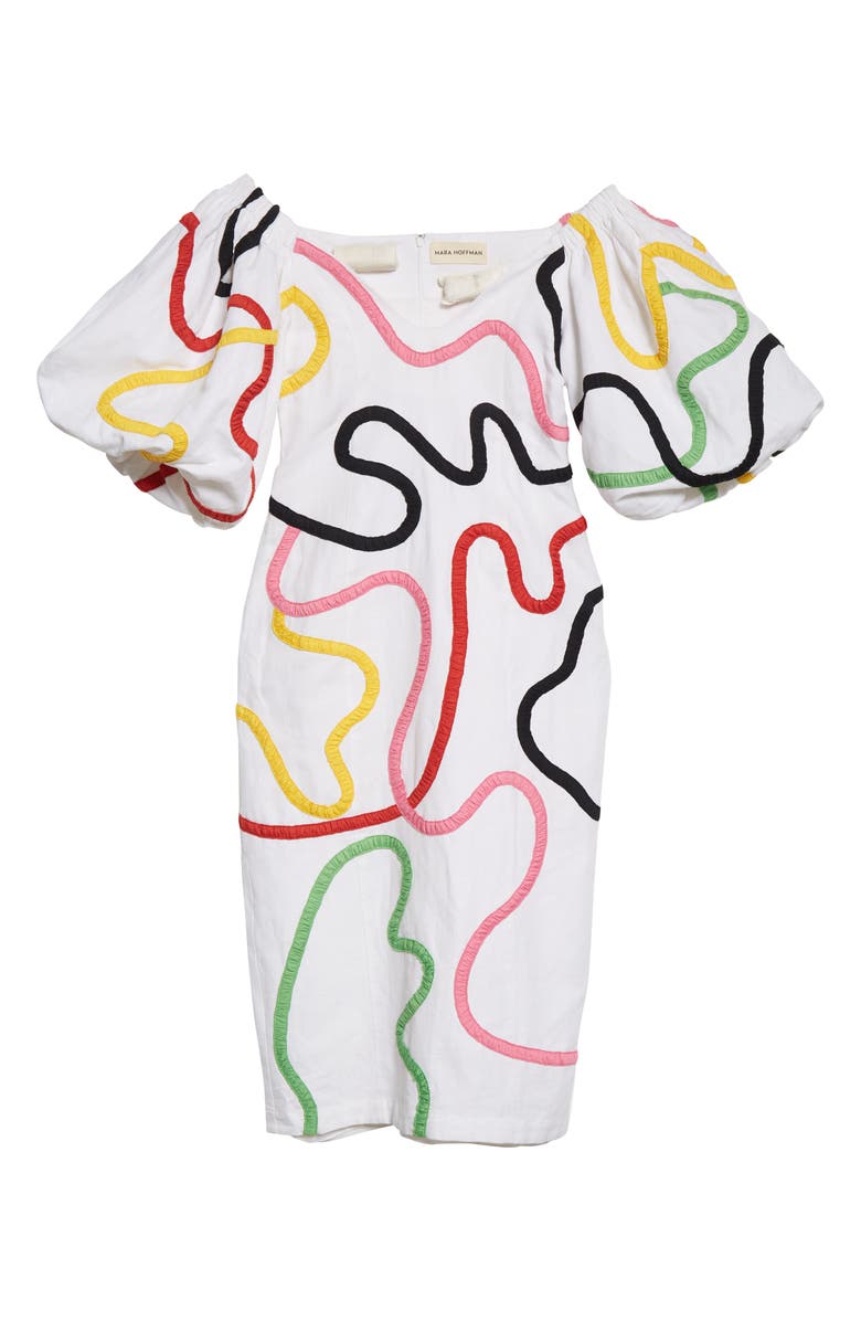 Mara Hoffman Namari Puff Sleeve Linen Blend Dress, Alternate, color, 