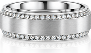 Bliss Diamond Men's 1ct Diamond 7mm Brushed Beveled Wedding Ring Comfort Fit Band