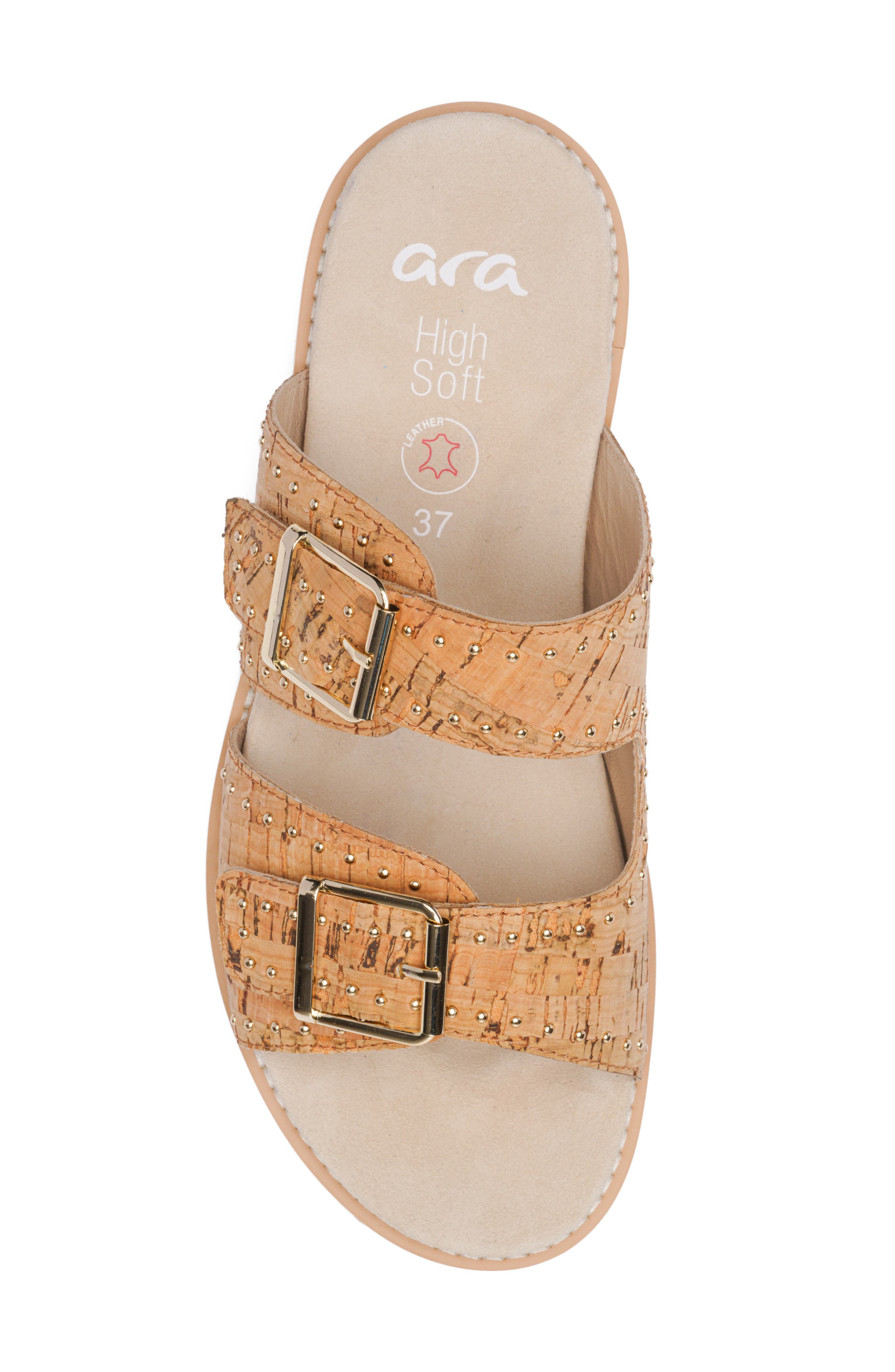ara Elm Studded Buckle Strap Slide Sandal, Alternate, color, Natural