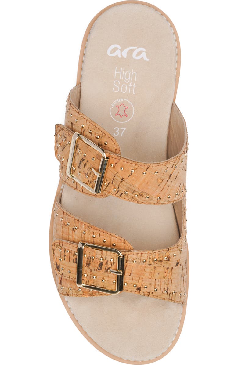ara Elm Studded Buckle Strap Slide Sandal, Alternate, color, Natural