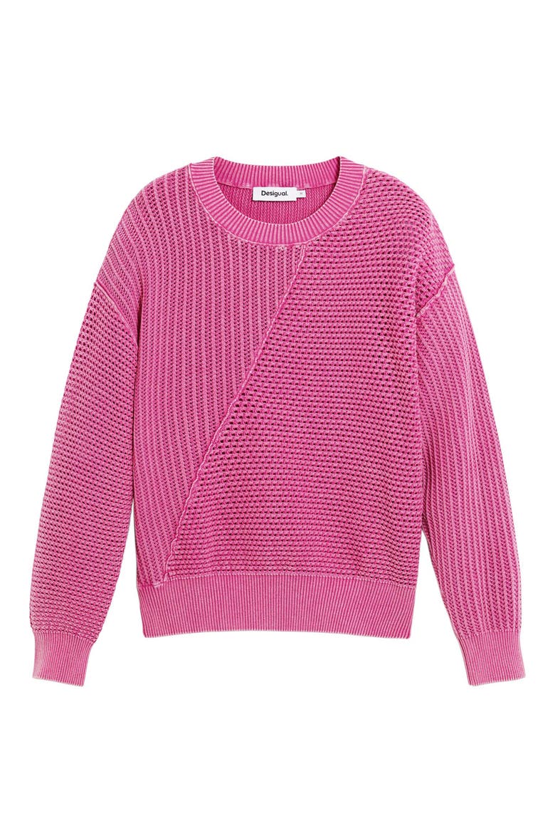 Mix Stitch Sweater, Alternate, color, PINK