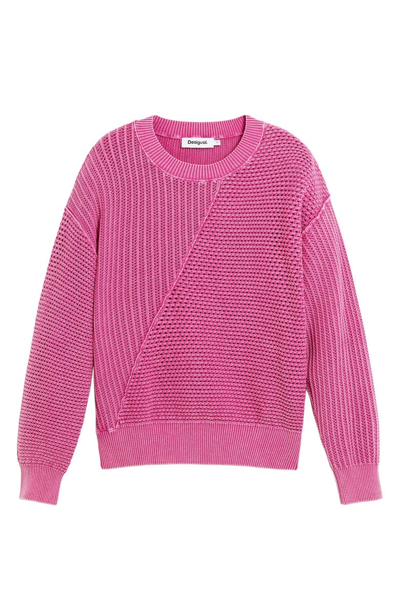 Desigual Mix Stitch Sweater, Alternate, color, Pink