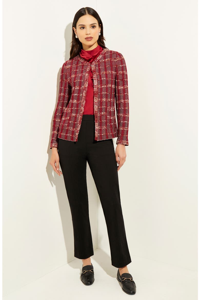 Eyelash Tweed Knit Jacket, Alternate, color, SCARLET RED / MAHOGANY/ MULTI