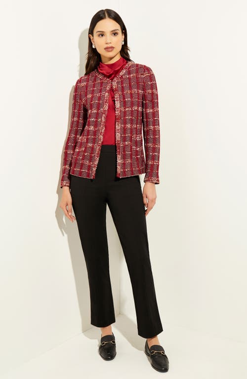 Misook Eyelash Tweed Knit Jacket In Red
