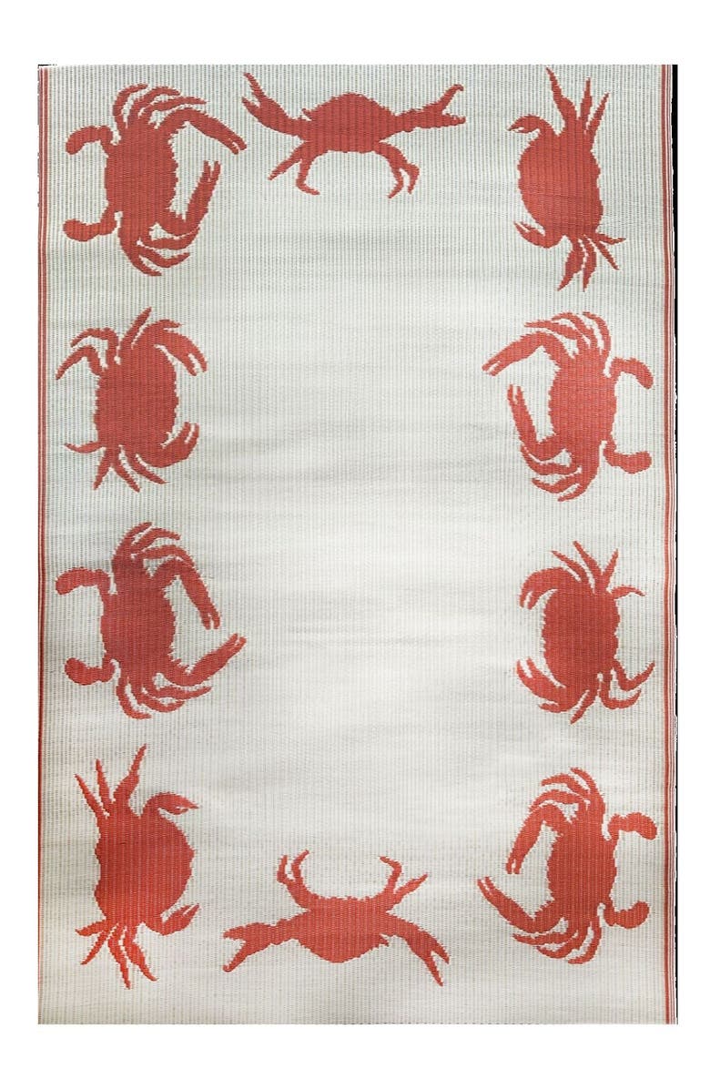 Mad Mats Crab Orange & Cream Rug, Main, color, Orange And Cream