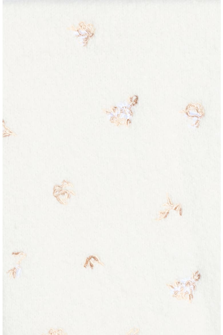 Flower Embroidered Knit Triangle Scarf, Alternate, color, IVORY