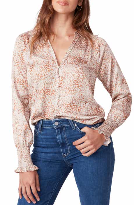 PAIGE Sayven Abstract Floral Long Sleeve Blouse