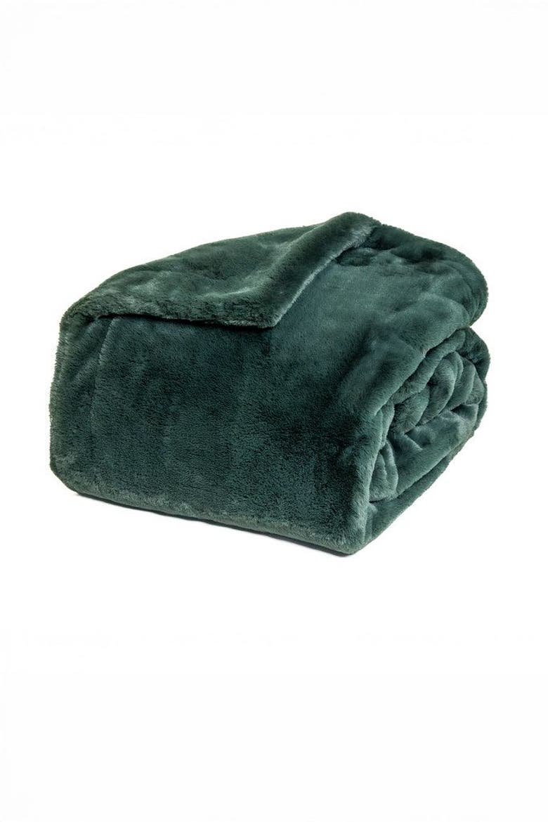 Santa Cruz Faux Fur Throw Blanket, Alternate, color, Forest Green