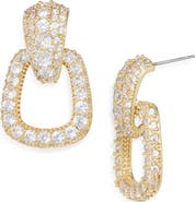 Cara Pavé Square Drop Earrings