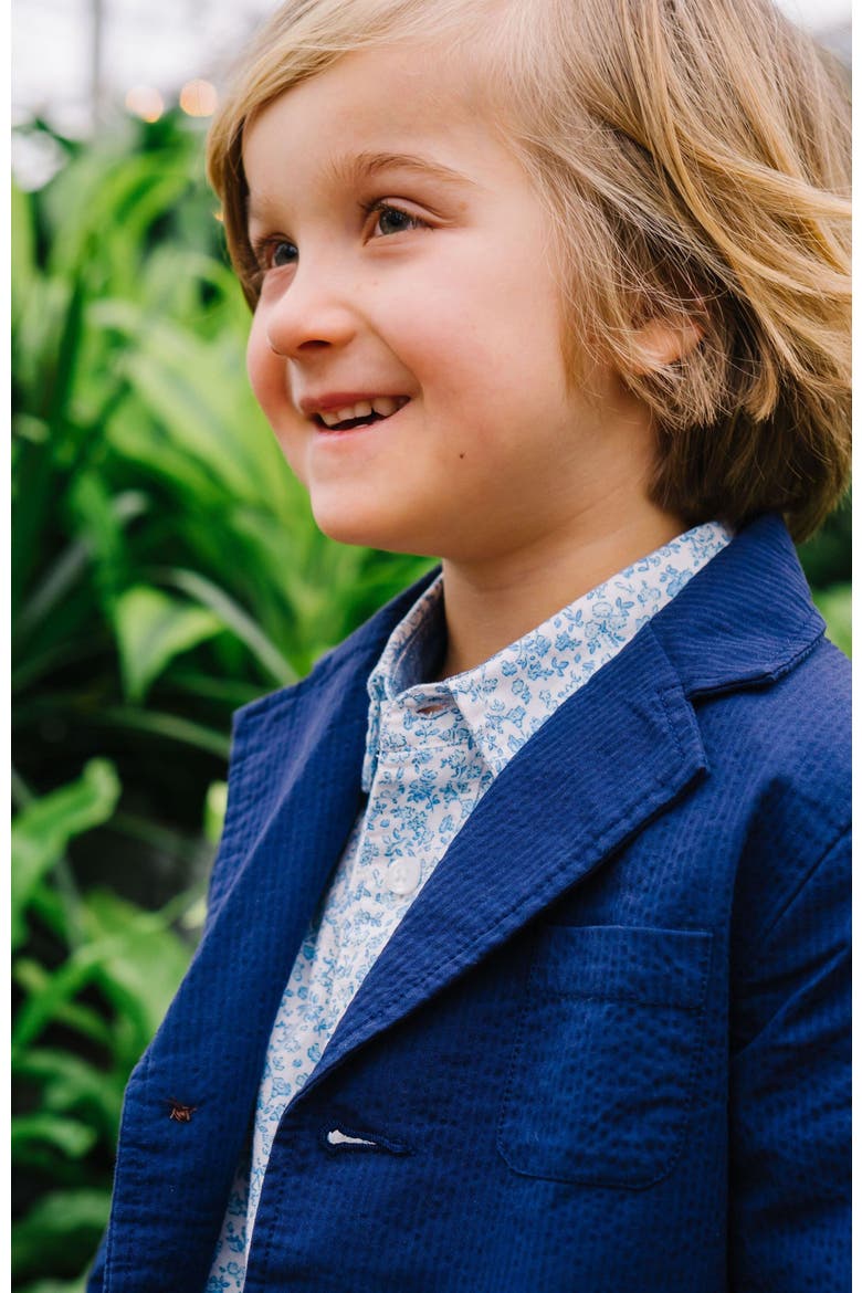 Boys' Organic Seersucker Suit Jacket, Toddler, Alternate, color, Navy Seersucker