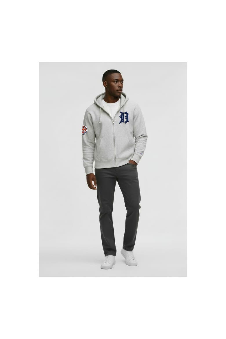 Men's Champion  Gray Detroit Tigers Reverse Weave Chenille Full-Zip Hoodie, Main, color, Gray
