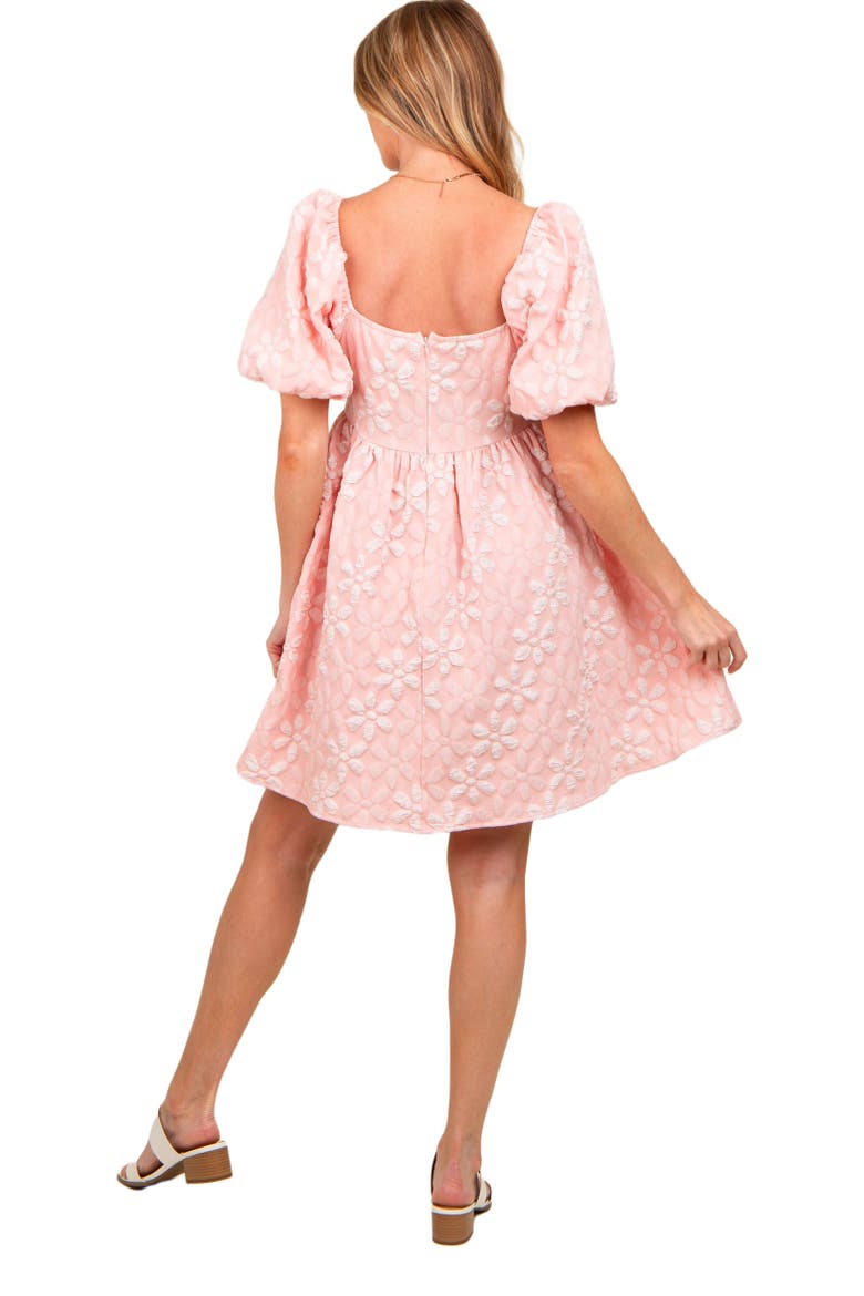 Floral Embossed Puff Sleeve Dress, Alternate, color, Light Pink