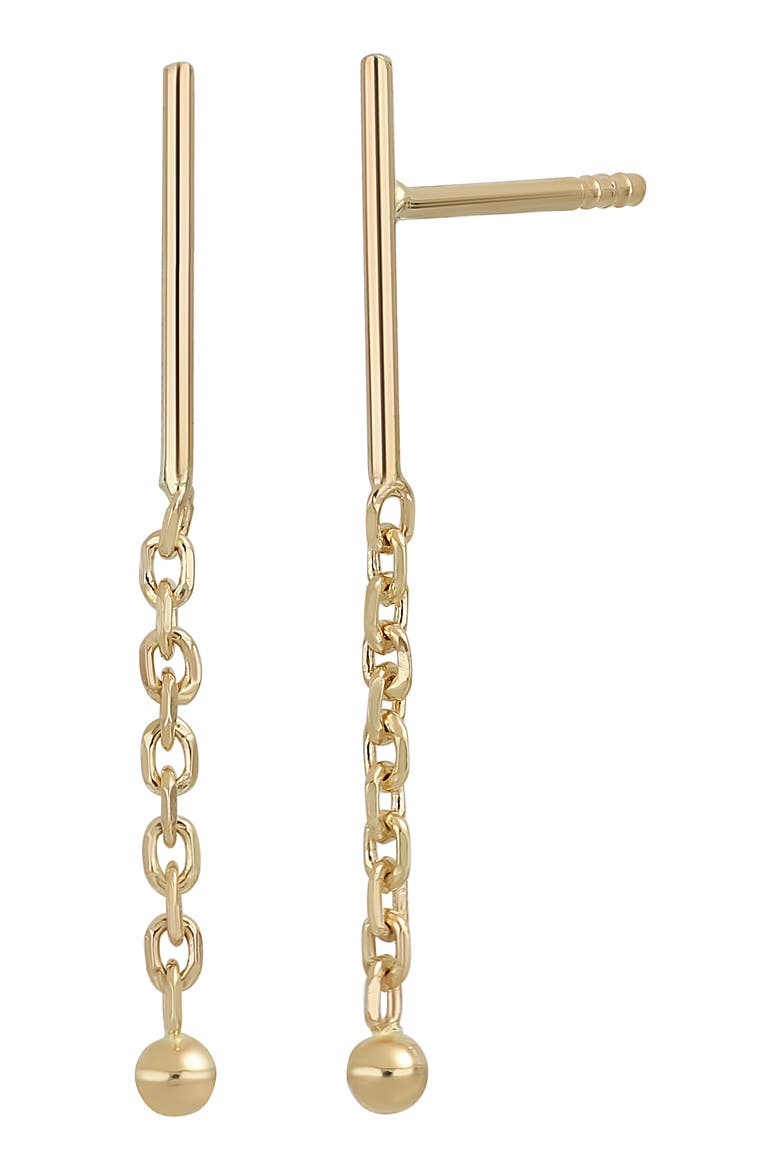 14K Yellow Gold Linear Drop Earrings (Nordstrom Exclusive), Main, color, 14KY