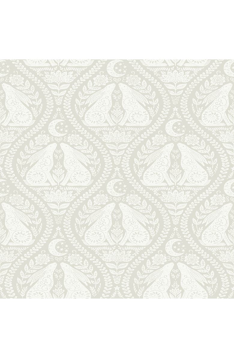 Wallpops Cream Moon Rabbit Peel Stick Wallpaper, Main, color, Off-White