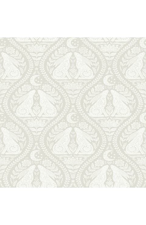 Cream Moon Rabbit Peel Stick Wallpaper
