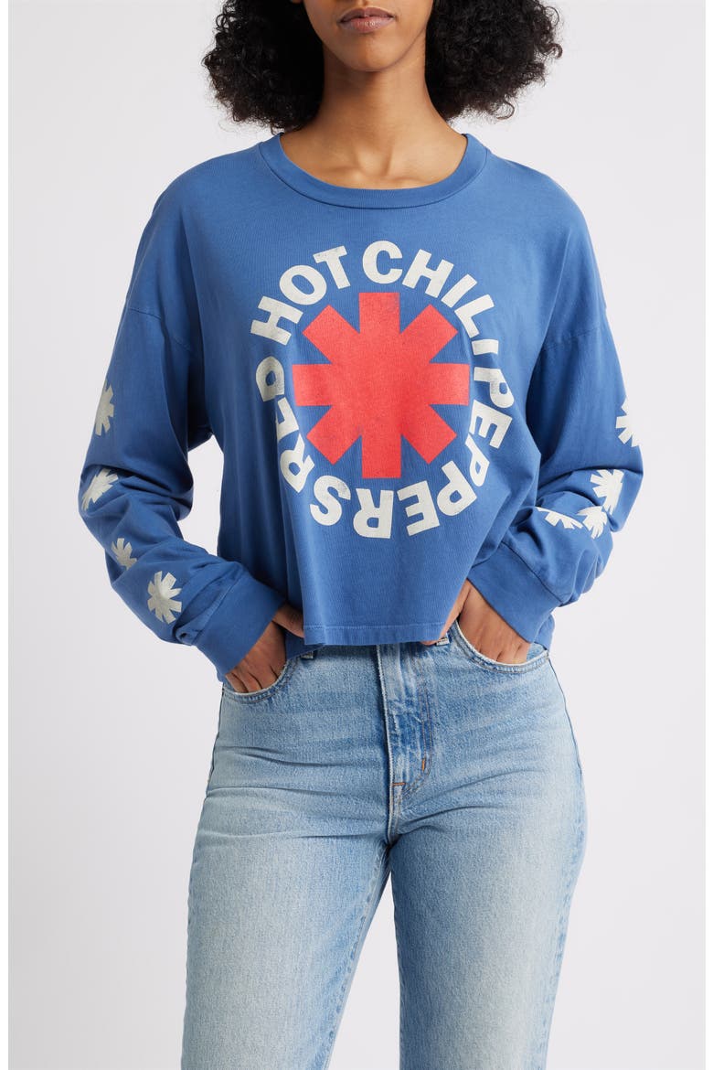 Red Hot Chili Peppers Long Sleeve Cotton Graphic T-Shirt, Main, color, DENIM