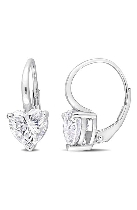 Heart Shape Moissanite Lever Back Earrings