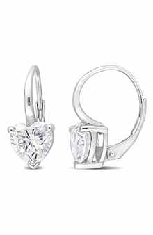 DELMAR Heart Shape Moissanite Lever Back Earrings