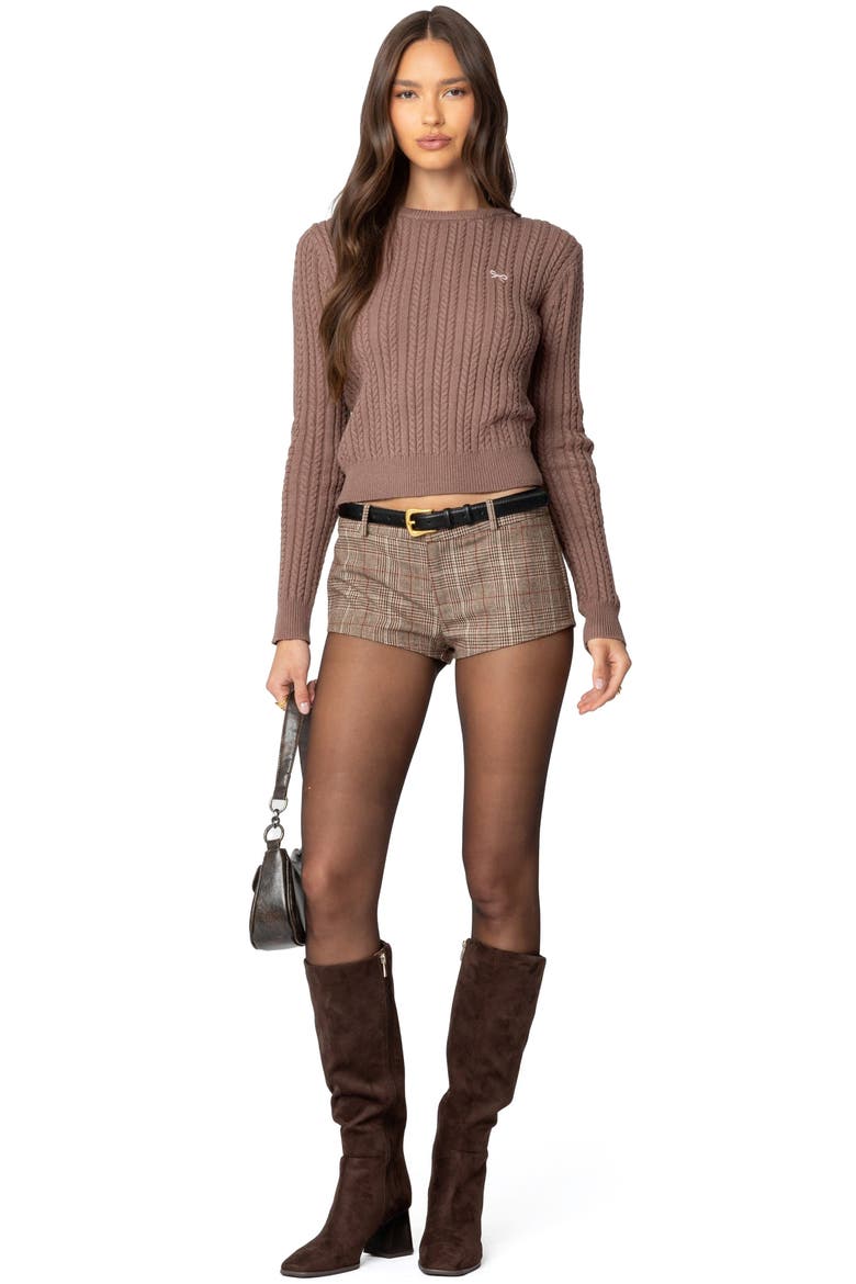 Beverly Bow Cable Stitch Sweater, Alternate, color, BROWN