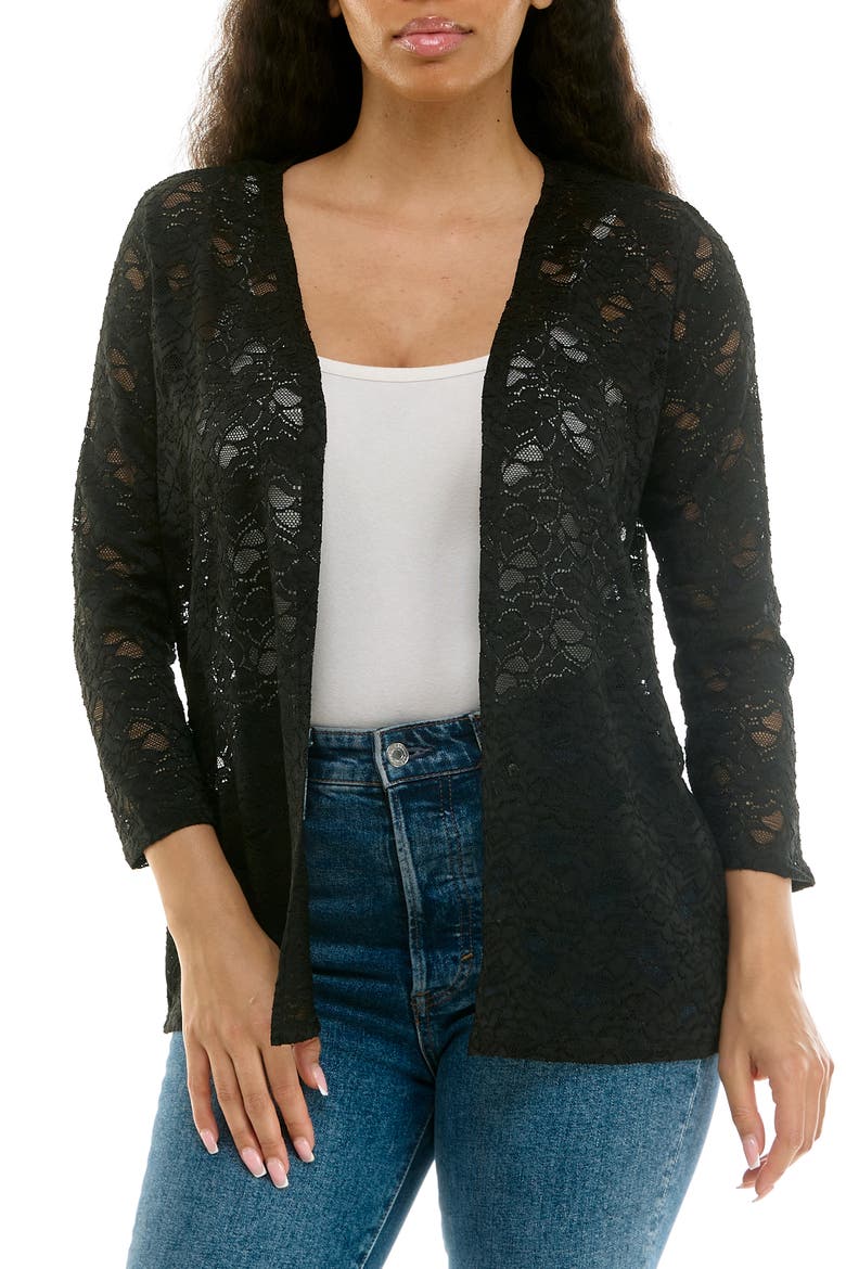 Lace Cardigan, Main, color, BLACK