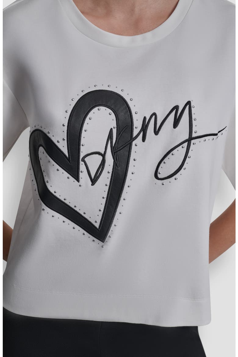 Stud Heart Appliqué T-Shirt, Alternate, color, WHITE