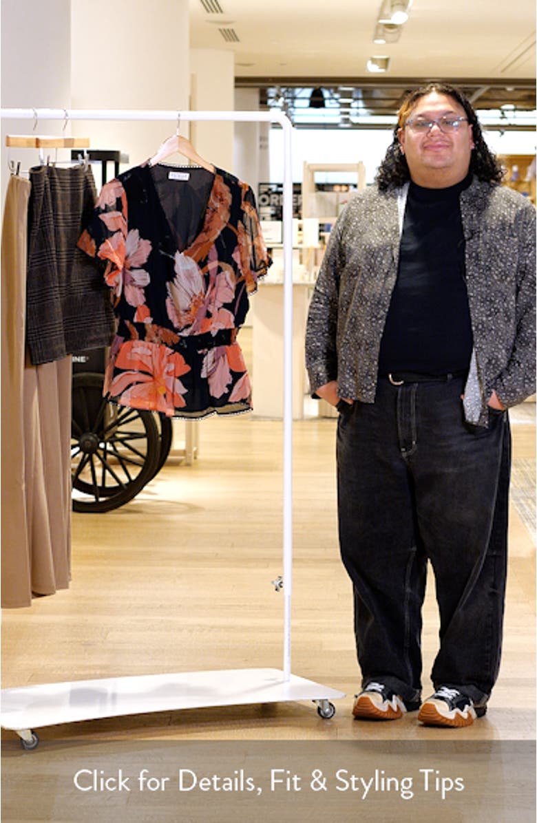 Elena Floral Picot Trim Flutter Sleeve Top, sales video thumbnail