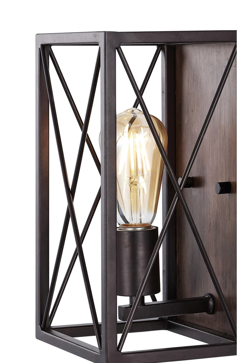 JONATHAN Y Norris 1-Light Farmhouse Rustic Iron LED Sconce, Alternate, color, Oil Rubbed Bronze